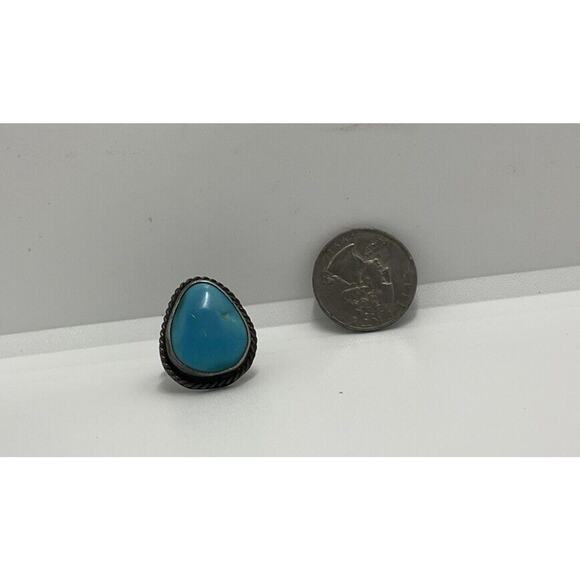 Vintage Native American 925 Sterling Turquoise Ring Size 8 Genuine Signed - Picture 7 of 8